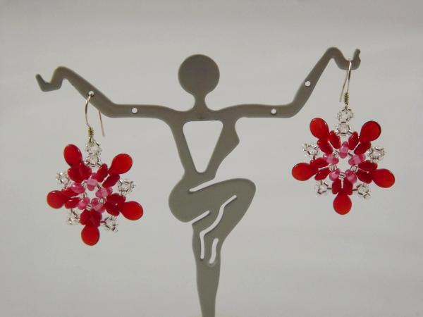 E-127 Red & Clear Flower Earrings