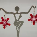 E-127 Red & Clear Flower Earrings