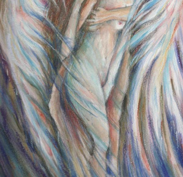 Angel's Kiss romantic original painting of two embracing lovers