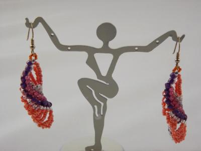 E-22 Tangerine & Purple Beaded Earrings E-22 Tangerine & Purple Beaded Earrings