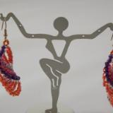 E-22 Tangerine & Purple Beaded Earrings