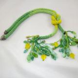 N-89 Green & Yellow Ombre Crocheted Rope Tassel Necklace
