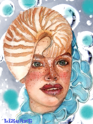 Shellgirl - Watercolour & Digital
