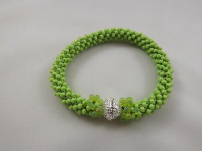 B-65 apple green crocheted rope bracelet B-65 apple green crocheted rope bracelet