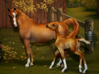 Artist Resin Arabian Mare & Foal NFS