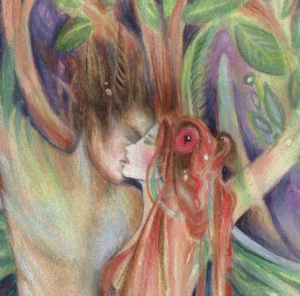 Tree Spirit Love art print from an original painting of lovers by Liza Paizis