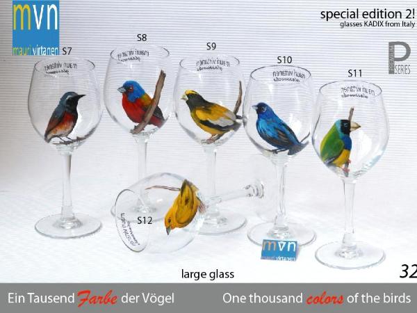 Set of handpainted glasses: ONE THOUSEND COLORS OF THE BIRDS