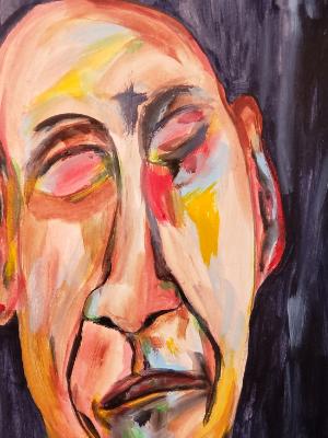 He hears the anguished wail and contemplats his own wasted life© 2022 By Duane Kirby Jensen, 7 x 10 acrylic on watercolor paper He hears the anguished wail and contemplats his own wasted life© 2022 By Duane Kirby Jensen, 7 x 10 acrylic on watercolor paper