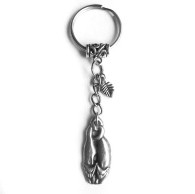 Two celtic cats keychain keyring original artisan cat pewter jewelry 