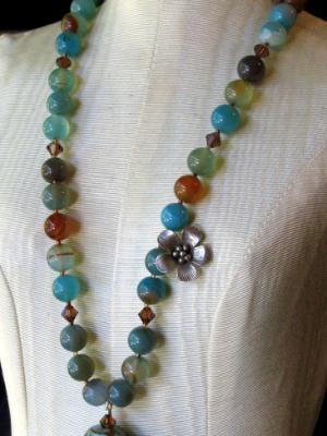 Blue and Brown Agate Necklace Blue and Brown Agate Necklace
