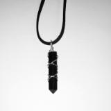 Shungite Crystal Point Pendant - Silver Wire