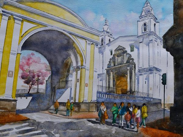 El Carmen Alto church, 35cm x 50cm, 2016