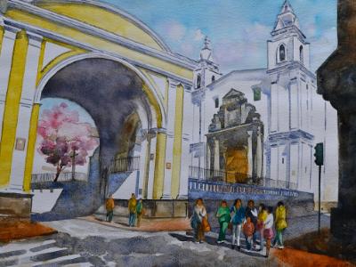 El Carmen Alto church, 35cm x 50cm, 2016