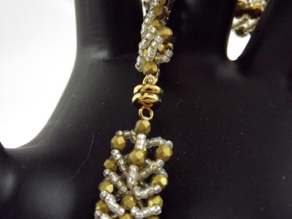 N-104 Gold Herringbone Design Woven Necklace
