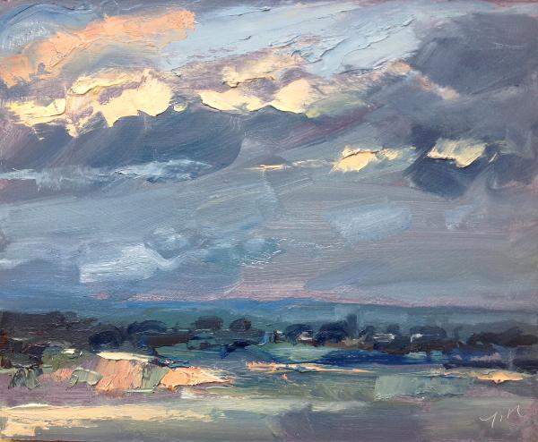 Sunset No 3 from Blunsdon hill 10"x 8" oil on board