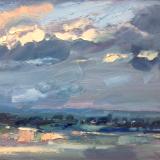 Sunset No 3 from Blunsdon hill 10"x 8" oil on board