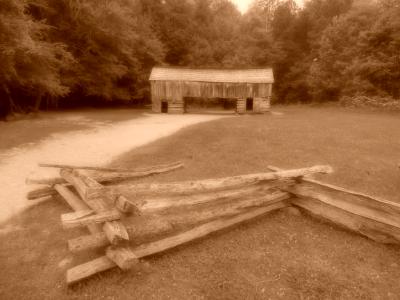 Cades Cove, TN  The Two Pen Barn in the Great Smoky Mountain National Park