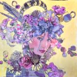 Lady in violet and buttercream