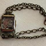 Owl and Rose Repurposed Vintage Watch Locket Bracelet