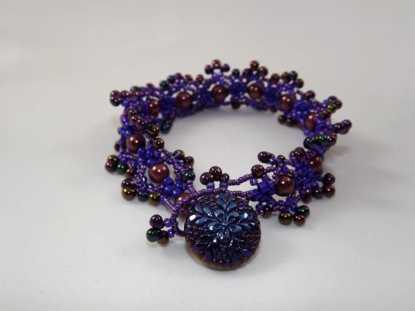 B-90 purple bead & brown pearl Victorian bracelet