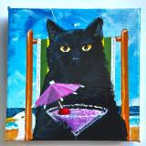 BLACK CAT WITH PINK SQUIRREL