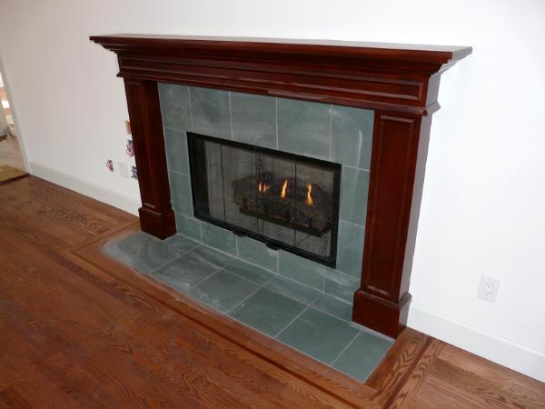 Custom solid alder fireplace mantle