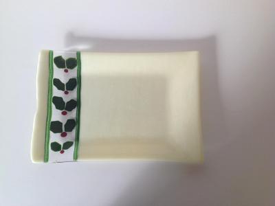 Christmas platter with holly leaves Christmas platter with holly leaves
