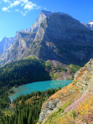 Grinnell Lake and Angel Wing Mountain Grinnell Lake and Angel Wing Mountain