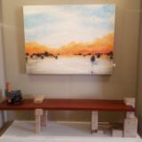 Encaustic with stone/wood bench