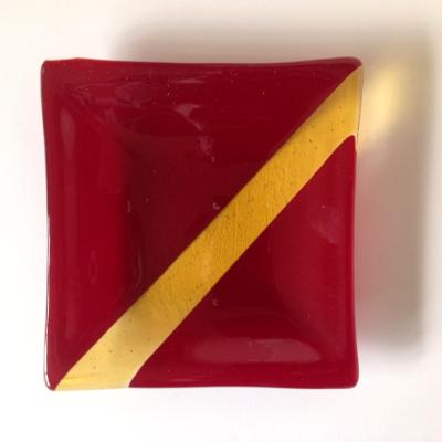 Red plate w/gold irid stripe Red plate w/gold irid stripe