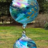 #02152601 Three Hanging Ball Sculpture LG-6.25'' Med-5.25'' Sm-3.5'' 23'' long Iridised $180.00