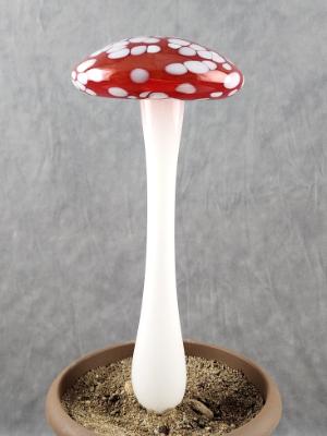 #04112412 LG mushroom with glass stake 13.5''Hx 6''W $100 #04112412 LG mushroom with glass stake 13.5''Hx 6''W $100