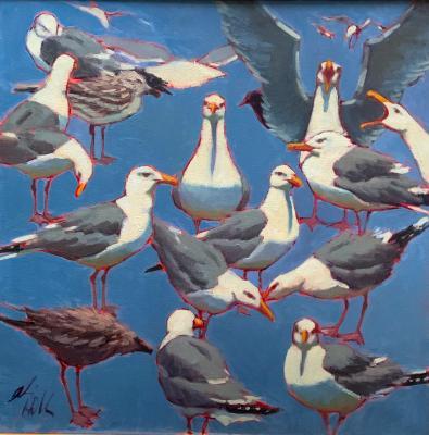 Big Blue Gulls 30x30" oil Big Blue Gulls 30x30" oil