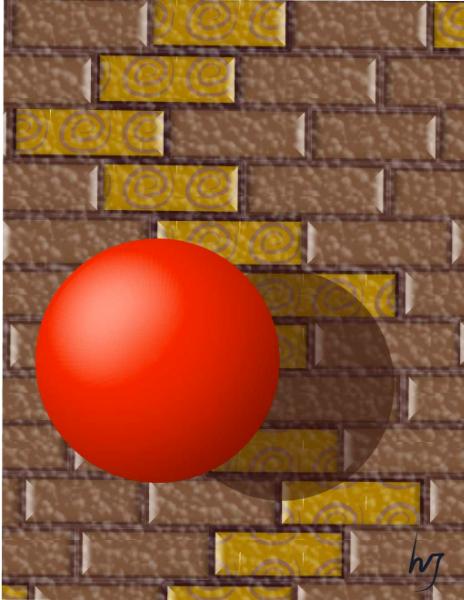 red ball at wall