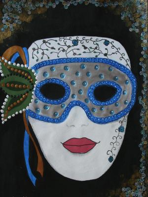 Blue Sequined Mask