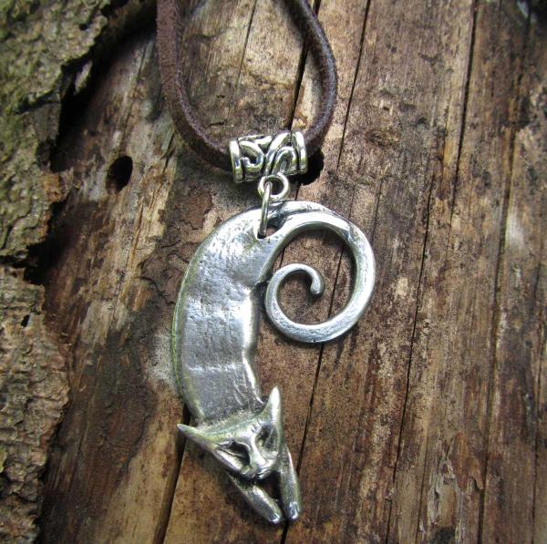 Cat pewter pendant necklace original cat jewelry by Liza Paizis