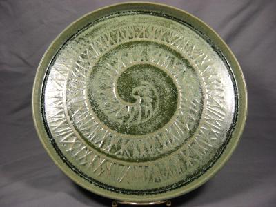 110510.E Platter with Spiral Hatch Design