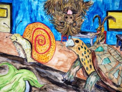 The drunken rabbit watched a snail, a sloth, and a turtle skip into the bar. Smirking to himself, he waited for the ... The drunken rabbit watched a snail, a sloth, and a turtle skip into the bar. Smirking to himself, he waited for the ...