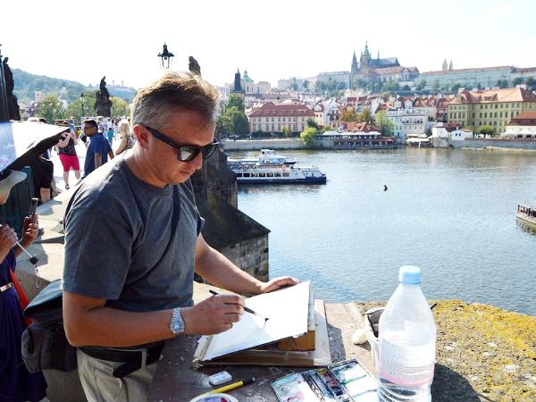 Plein air view of Prague-CZECH REPUBLIC, 28cm x 38cm, 2018