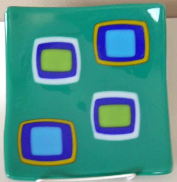 Teal Plate with blocks 9 x 9