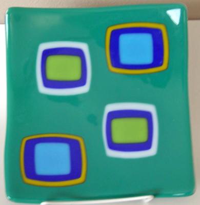 Teal Plate with blocks 9 x 9