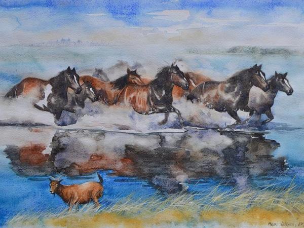 Horses of the Aral sea, 35cm x 50cm, 2014
