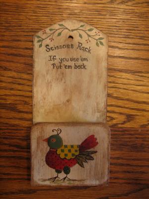 Primitive Wooden Scissors Holder Primitive Wooden Scissors Holder