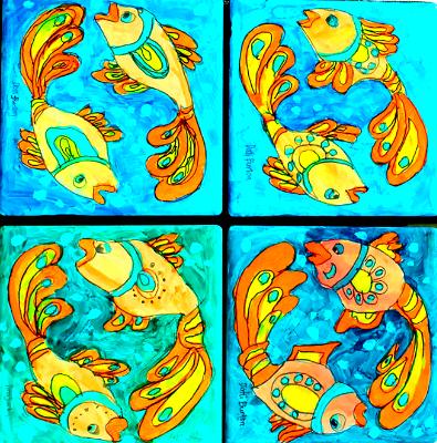 Coaster Tiles Happy Fish #1 Coaster Tiles Happy Fish #1