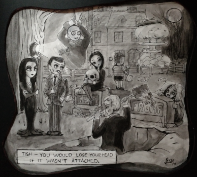 Addams Family Evening, ink on paper, 20x20. 2019. Addams Family Evening, ink on paper, 20x20. 2019.