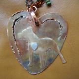 14-052 Bronze Pit Bull on Copper Heart, with Sterling Heart