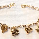 Gold Japanese Fox and Hearts bracelet