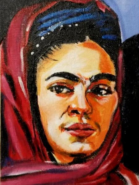  Frida with Scarf commission mini painting