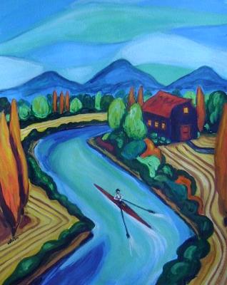 Rower on the Snohomish River Rower on the Snohomish River
