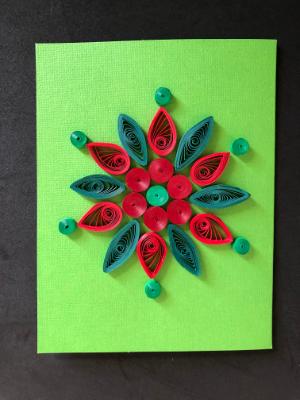 Green Snowflake Quilled Greeting Card 